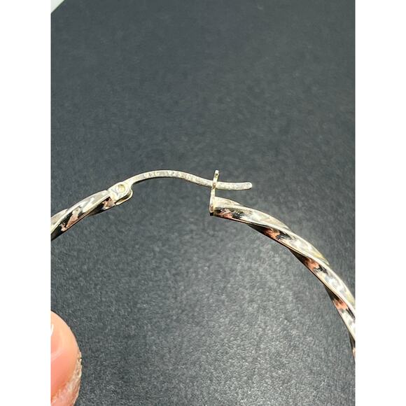 Sterling Silver 925 Twisted Rope Hoop Earrings 2" Diameter OSG Stamped 4.6g - Picture 7 of 8